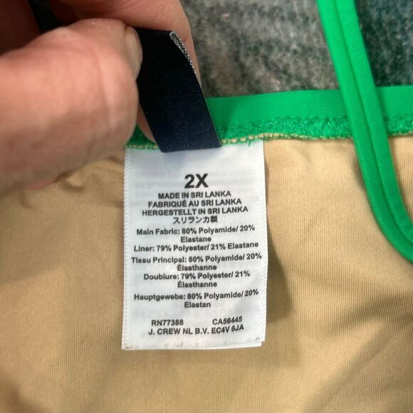 J. Crew Swimsuit Womens 2X Plus Kelly Green Strapless Ruched One Piece Bathing - Picture 16 of 16